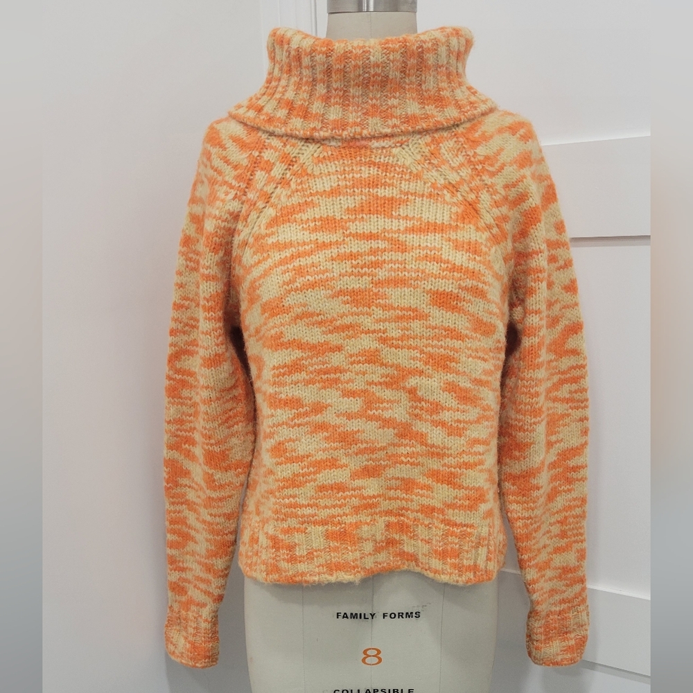 Joie Kaine Chunky-Knit Turtleneck Pullover Sweater in Tiger Lily Size S